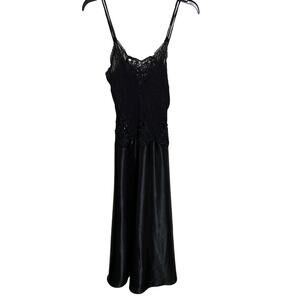 Vintage Cinema Etoile Night Gown Slip Lingerie Black Lace Sequin Dress S